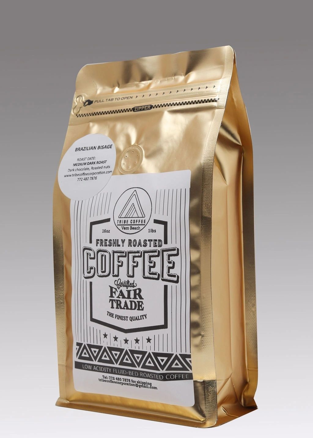 Tribe Coffee Brazilian Bisage medium dark roast bag