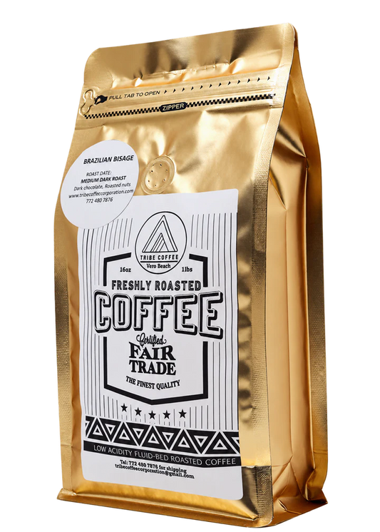 Tribe Coffee Brazilian Bisage Medium Dark Roast 1 lb bag